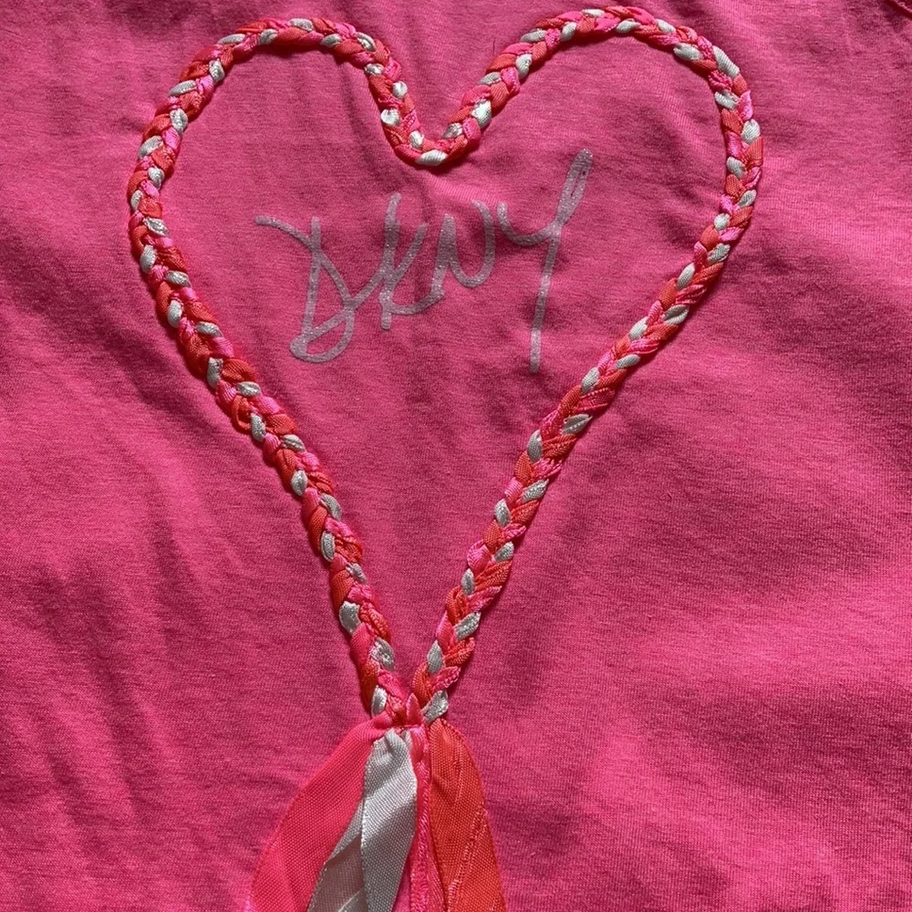 DKNY Braided Heart Tank Top Girls NWT Medium Hot Pink